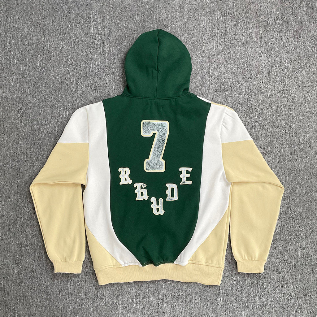 Rhude Basketball green Color Block Hoodie