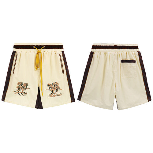 Rhude Cream Embroidered Nylon Shorts
