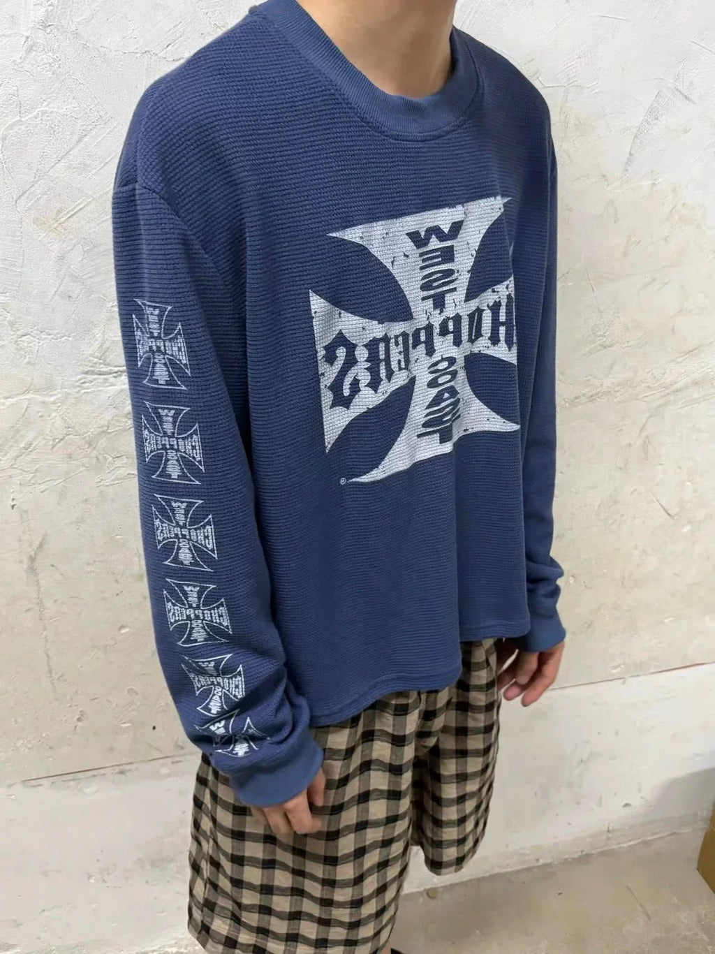 West Coast Choppers Cross Print ERD Stylist Same Style Waffle Sanskrit Long Sleeve