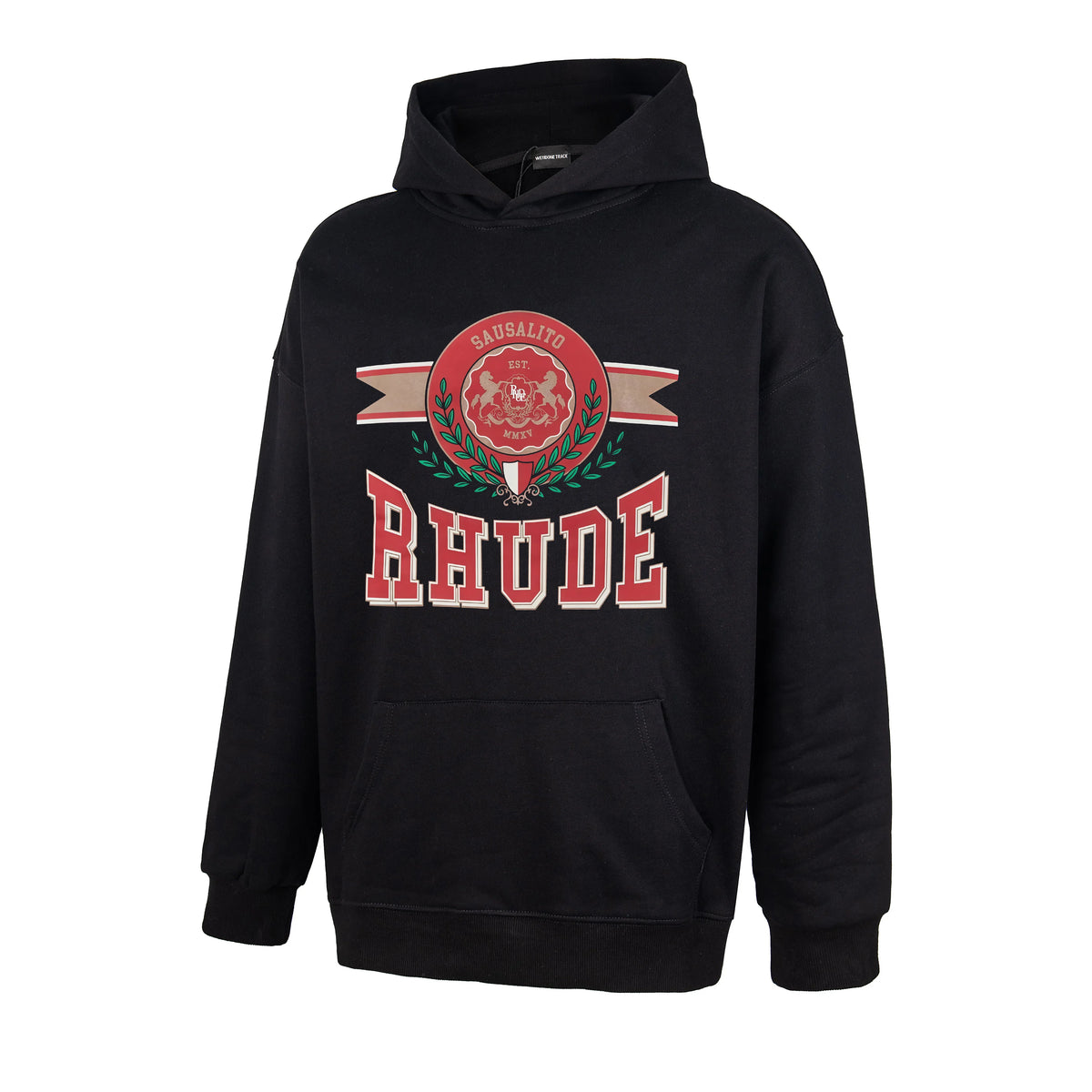 RHUDE Crest Badge Ribbon Graphic Hoodie Black