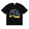 Rhude Tropical Beach Hut Palm Tree Retro Black Oversized T‑Shirt