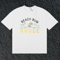 Rhude Beach Bum Palm Beach Retro Varsity White Oversized T‑Shirt