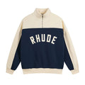 Rhude Color Block Quarter Zip Arch Logo Sweatshirt Navy