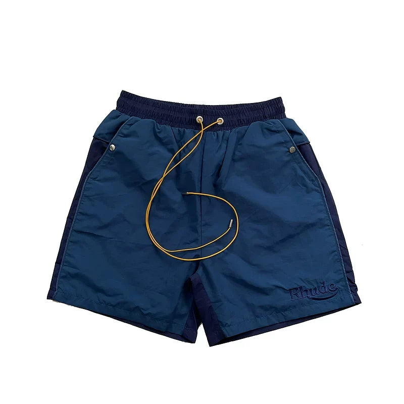 Rhude Navy Color Block Nylon Shorts