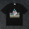 Rhude Palm Retro Striped Logo Black Oversized T‑Shirt