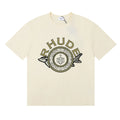 Rhude Ornate Crest Circular Emblem Vintage Cream Oversized T‑Shirt