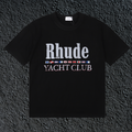 Rhude Yacht Club International Flag Badge Vintage Black Oversized T‑Shirt