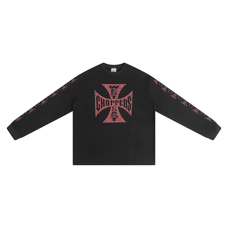 West Coast Choppers Cross Print ERD Stylist Same Style Waffle Sanskrit Long Sleeve