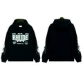 RHUDE Multi‑Badge Racing Sleeve Hoodie Black