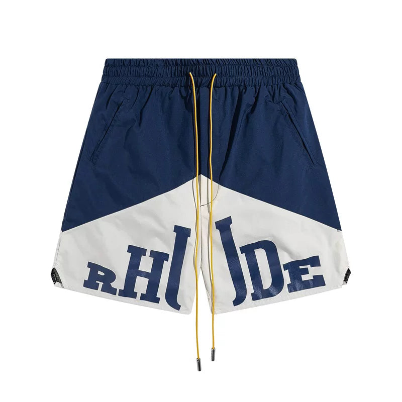 Rhude Big Logo Color Block Nylon Shorts
