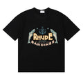 Rhude Cannes Sardines Fish Retro Nautical Black Oversized T‑Shirt