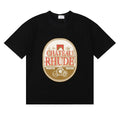 Rhude Chateau Rhude Vintage Wine Label Black Oversized T‑Shirt