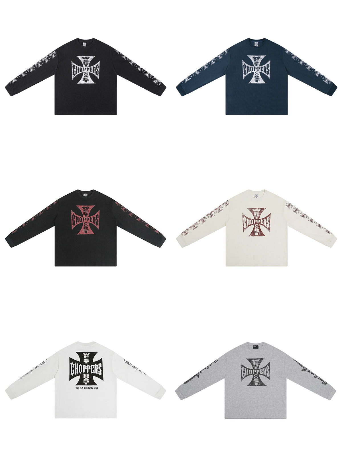 West Coast Choppers Cross Print ERD Stylist Same Style Waffle Sanskrit Long Sleeve