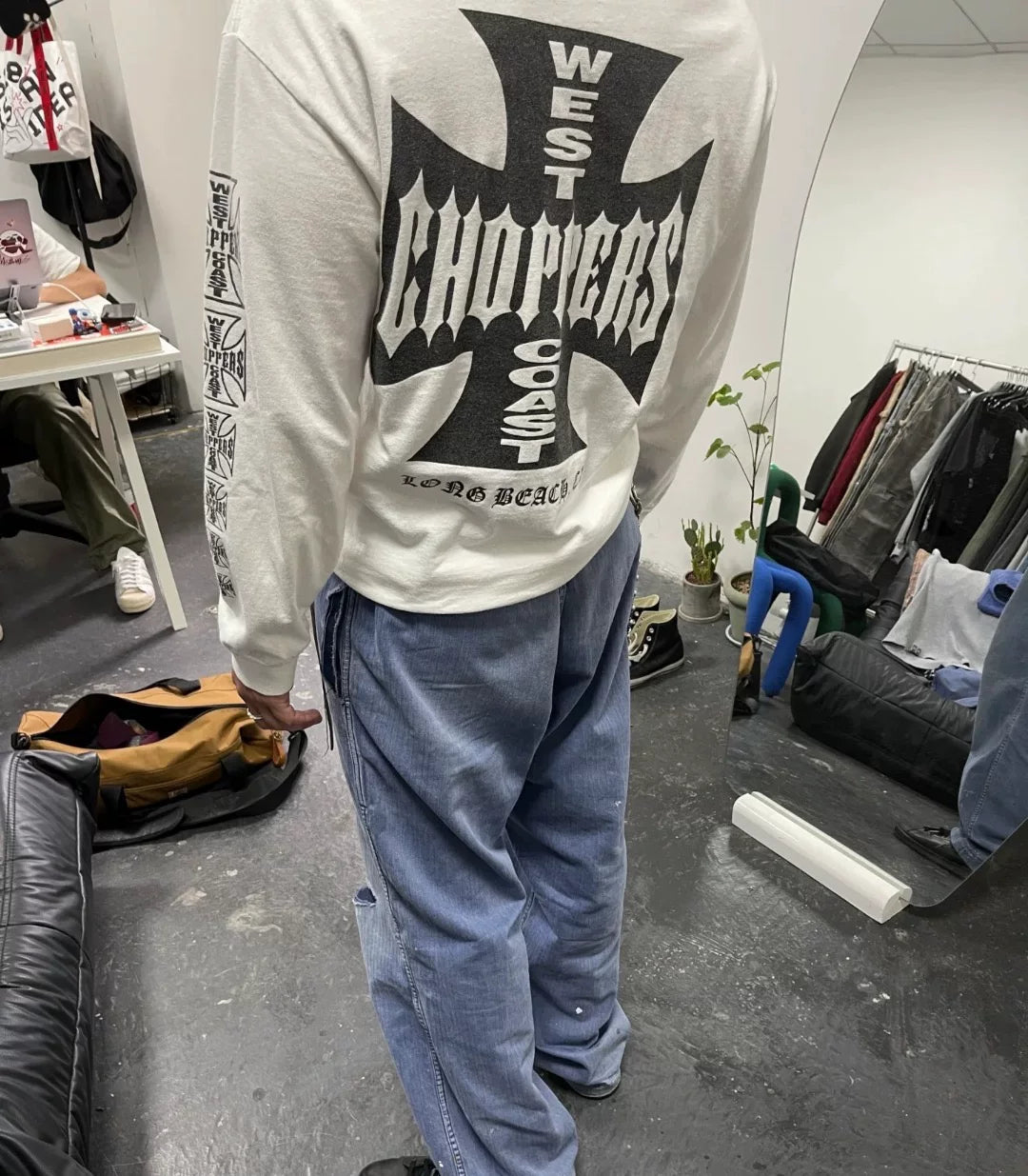 West Coast Choppers Cross Print ERD Stylist Same Style Waffle Sanskrit Long Sleeve