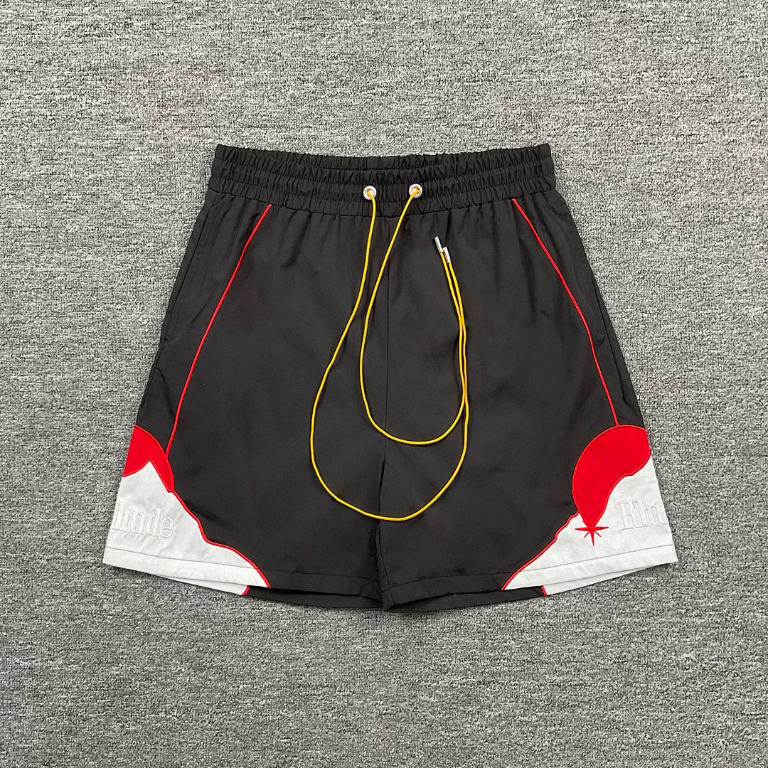 Rhude Black Mountain Graphic Nylon Shorts