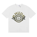 Rhude Ornate Crest Circular Emblem Vintage White Oversized T‑Shirt