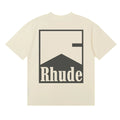 **Rhude** Minimal Vintage Square‑Frame Mountain Print Casual T‑Shirt