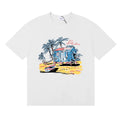 Rhude Tropical Beach Hut Palm Tree Retro White Oversized T‑Shirt