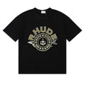 Rhude Ornate Crest Circular Emblem Vintage Black Oversized T‑Shirt