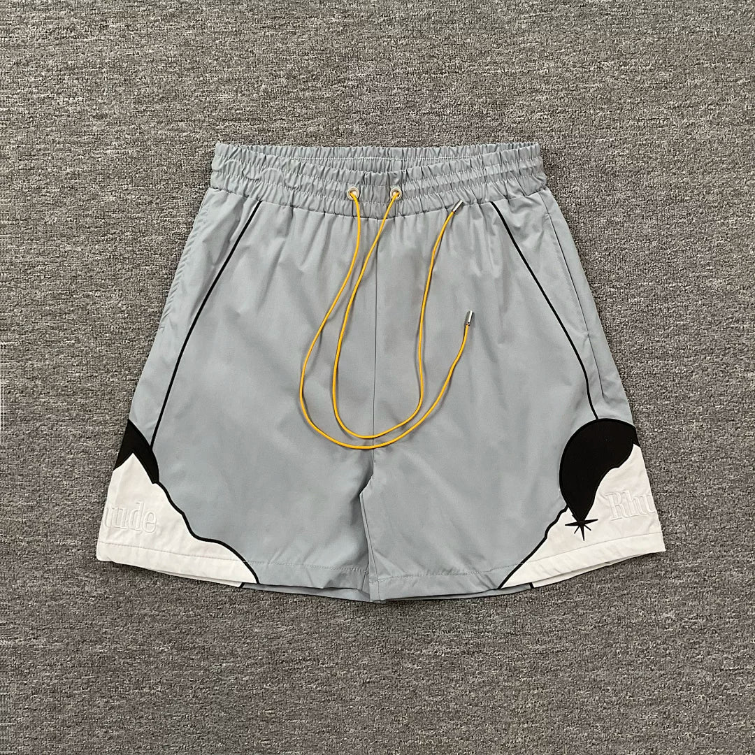 Rhude Grey Mountain Graphic Nylon Shorts