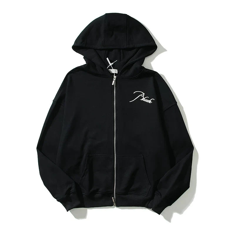 RHUDE Cursive Script Back Logo Pullover Hoodie Black
