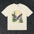 Rhude Futuristic Eagle Forest Vintage Cream Oversized T‑Shirt