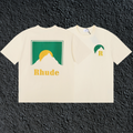 Rhude Sun Mountain Dual Sided Front Chest Back Panel Cream Oversized T‑Shirt