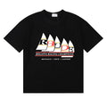 Rhude Regatta Racing Champions Sailboat Monaco Black Oversized T‑Shirt