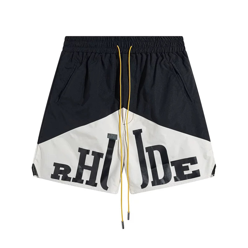 Rhude Big Logo Color Block Nylon Shorts