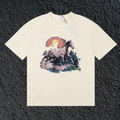 Rhude Wild Horse Sunset Western Landscape Cream Oversized T‑Shirt