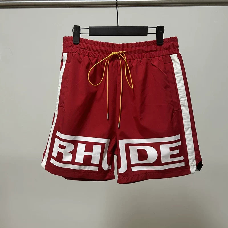 Rhude Side Stripe Big Logo Nylon Shorts