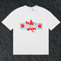 Rhude Red Maple Leaf Retro Ribbon Badge White Oversized T‑Shirt