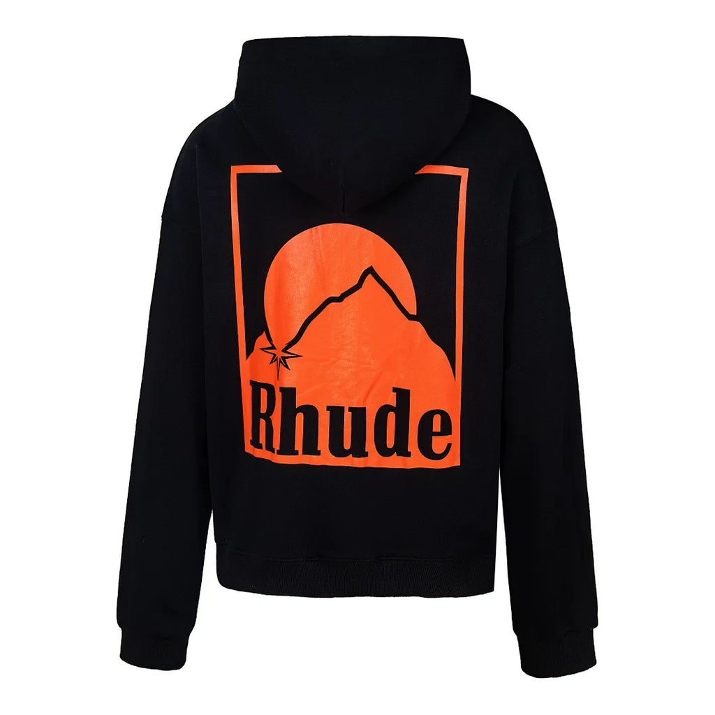 Rhude Mountain Sunset Full Zip Oversized Hoodie Black