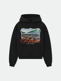 RHUDE Coastal Town Postcard Graphic Hoodie Black