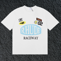 Rhude Raceway Multi‑Patch Racing Badge White Oversized T‑Shirt