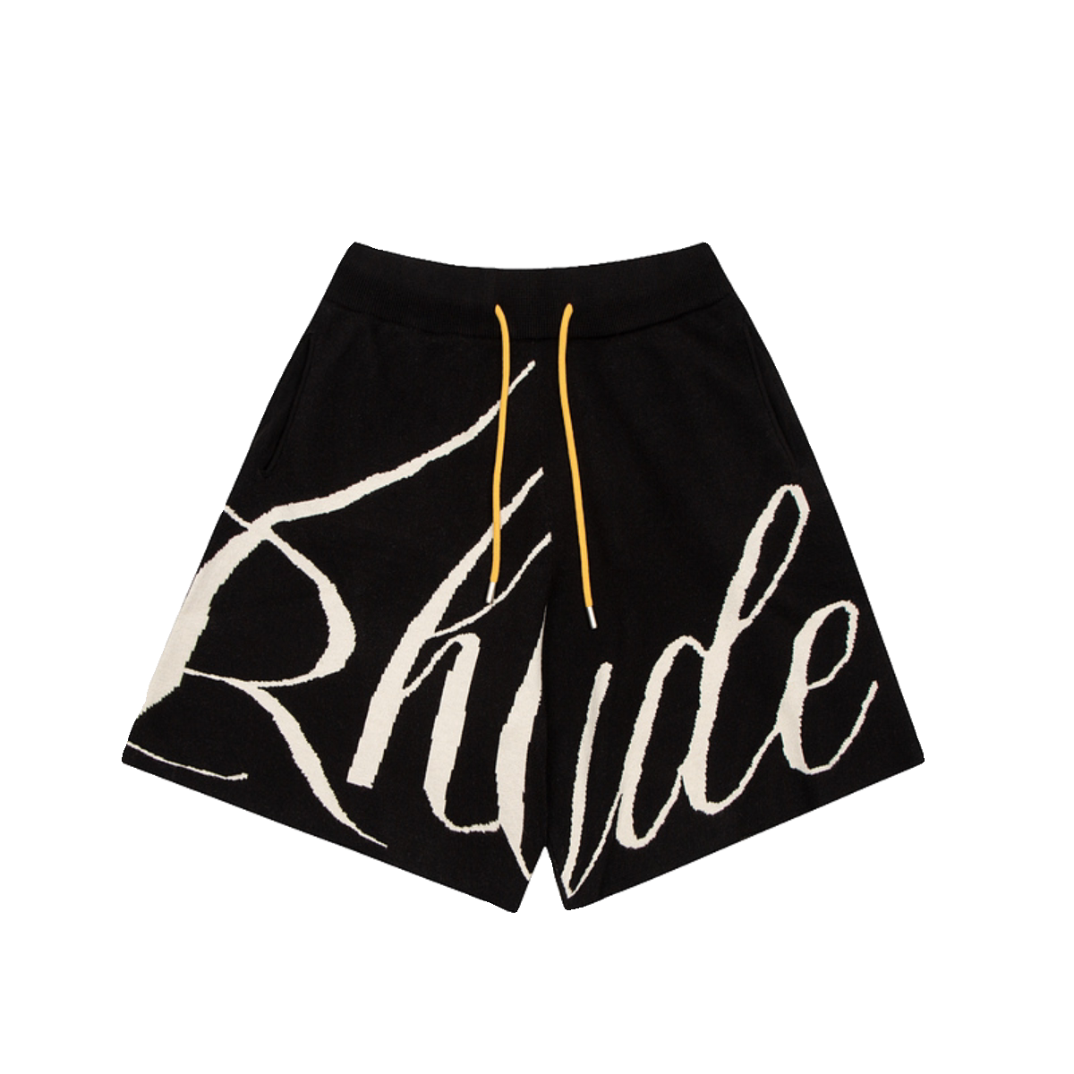 RHUDE niche American high street fashion brand summer letter big logo jacquard loose knitted yarn five quarter shorts
