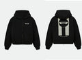 RHUDE Racing R Logo Full‑Zip Hoodie Black