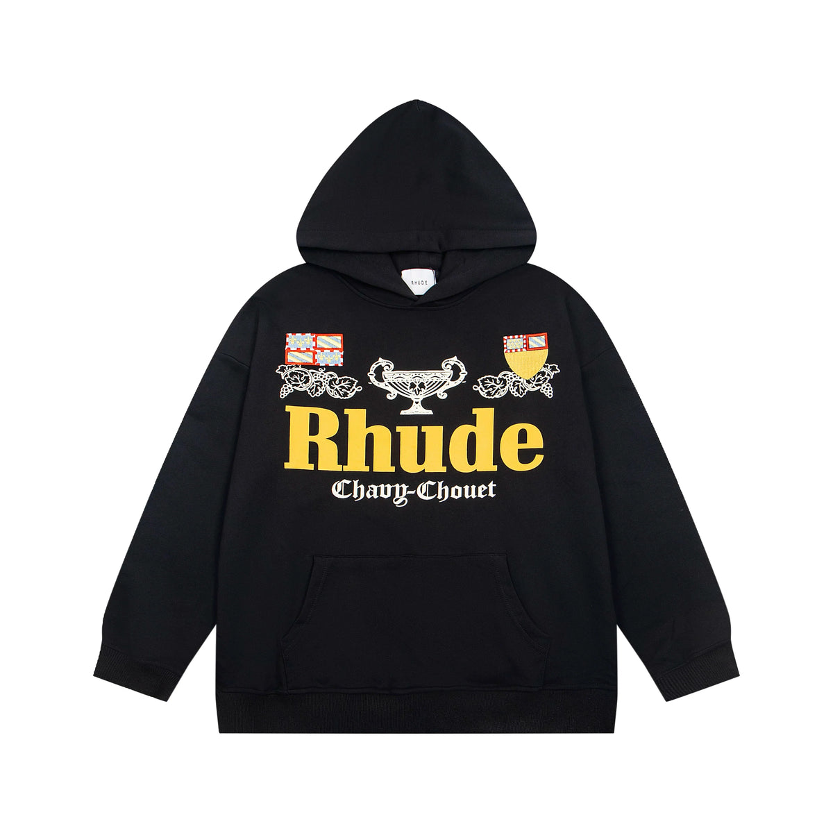 RHUDE Champ-Chenet Trophy Crest Graphic Hoodie Black