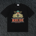 Rhude New Money Ornate Crest Black Oversized T‑Shirt