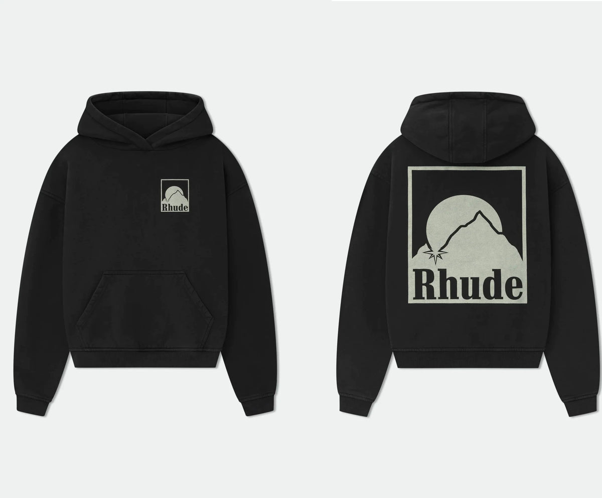 RHUDE Mountain Sunset Back Graphic Hoodie Black