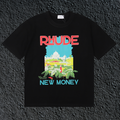 Rhude New Money Tropical Palace Black Oversized T‑Shirt