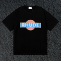 Rhude Retro Circle Box Logo Black Oversized T‑Shirt