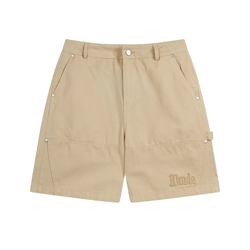 Rhude Khaki Rivet Cargo Shorts