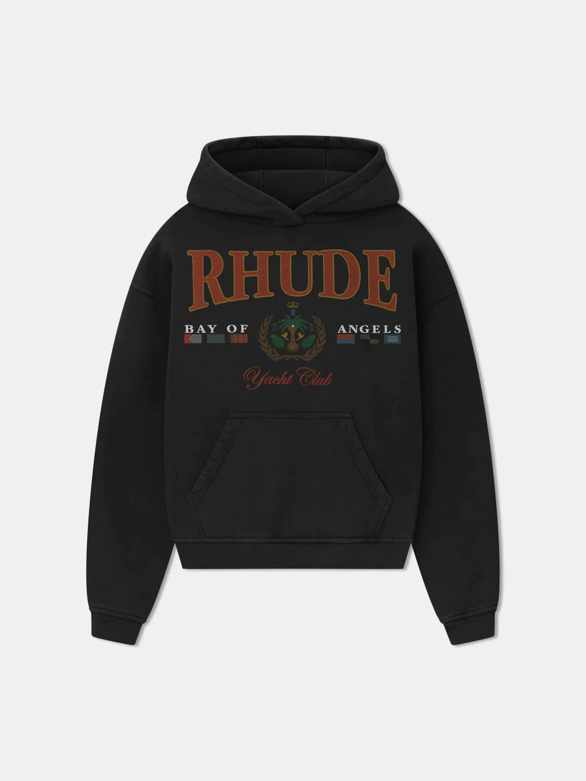 RHUDE Bay Of Angels Yacht Club Graphic Hoodie Black