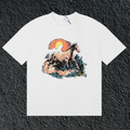 Rhude Wild Horse Sunset Western Landscape White Oversized T‑Shirt