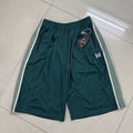 Needles Style Embroidered Butterfly Side-Tape Track Shorts - Dark Green/White
