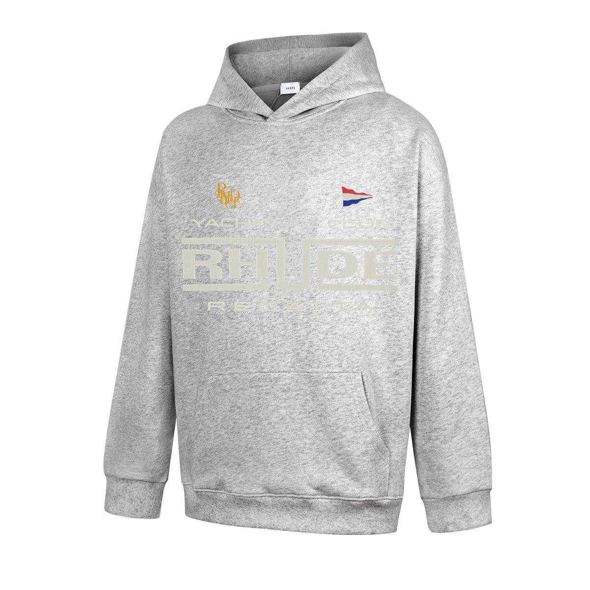RHUDE Yacht Club Regatta Logo Hoodie Light Heather Grey