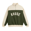 Rhude Color Block Quarter Zip Arch Logo Sweatshirt Green