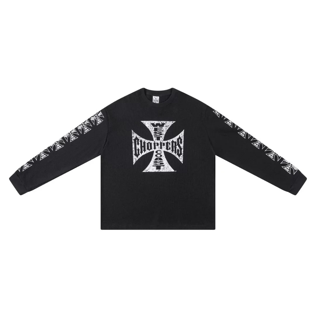 West Coast Choppers Cross Print ERD Stylist Same Style Waffle Sanskrit Long Sleeve