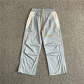 Rhude Knee Pleated Color‑Block Wide Leg Nylon Track Pants Grey